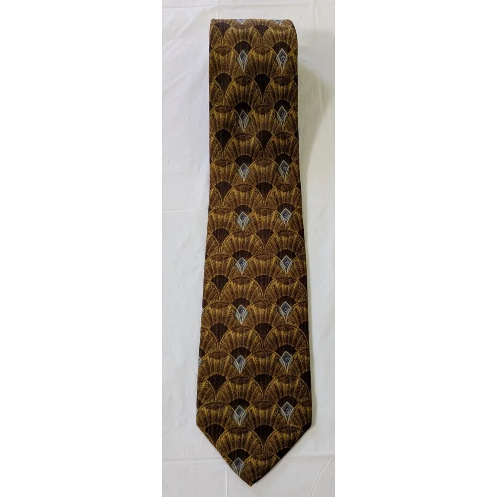 ROBERT TALBOTT Best Class Nordstrom Hand Sewn Tie Art Deco Geometric Fan 58x3.75